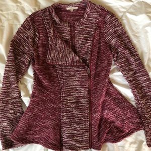 Peplum zip up sweater